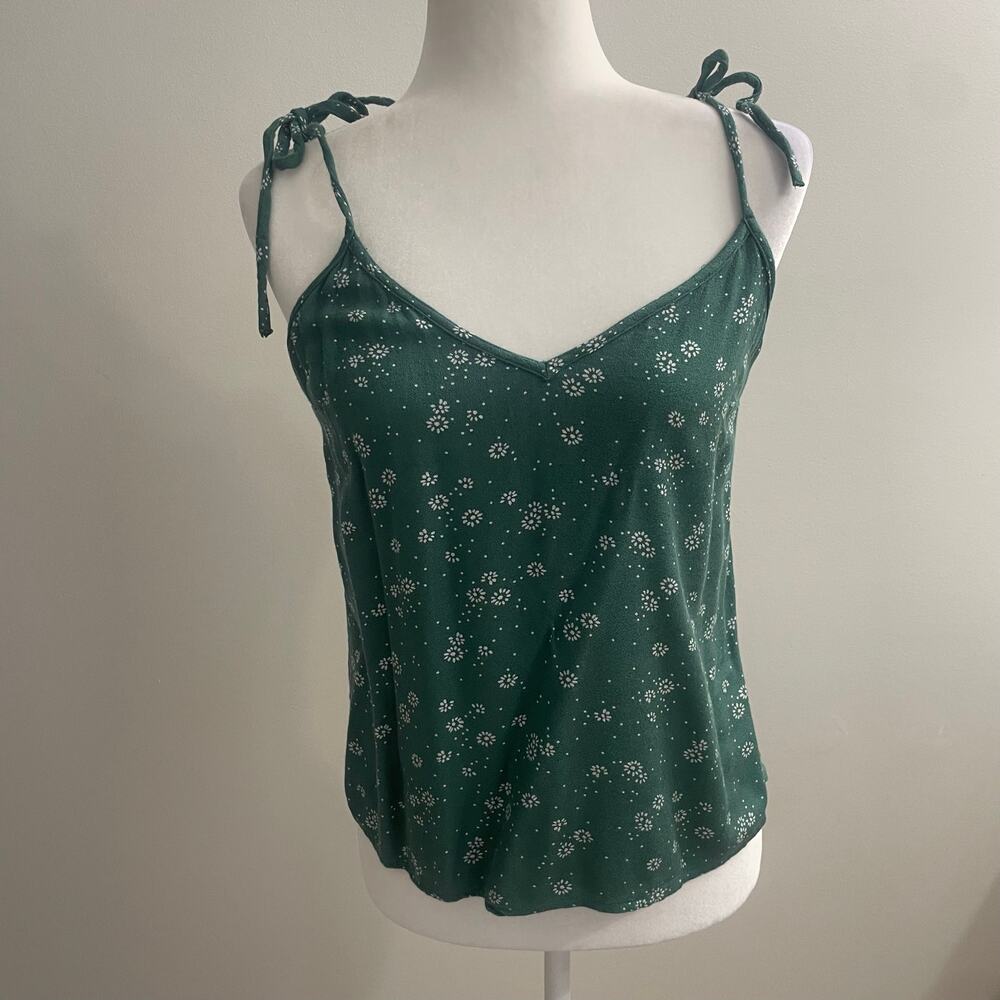 Abercrombie & Fitch Green Floral Tie Strap Cami – Size Small Y2K-Cottagecore